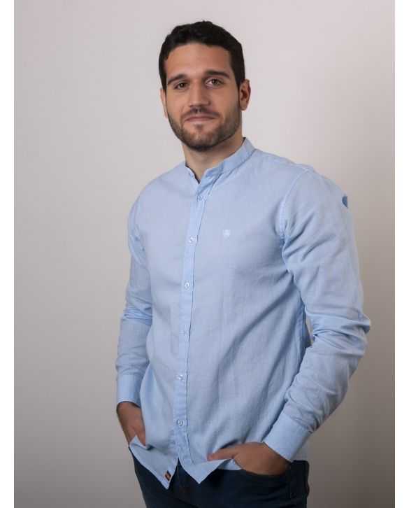 CAMISA MAO LINO CELESTE
