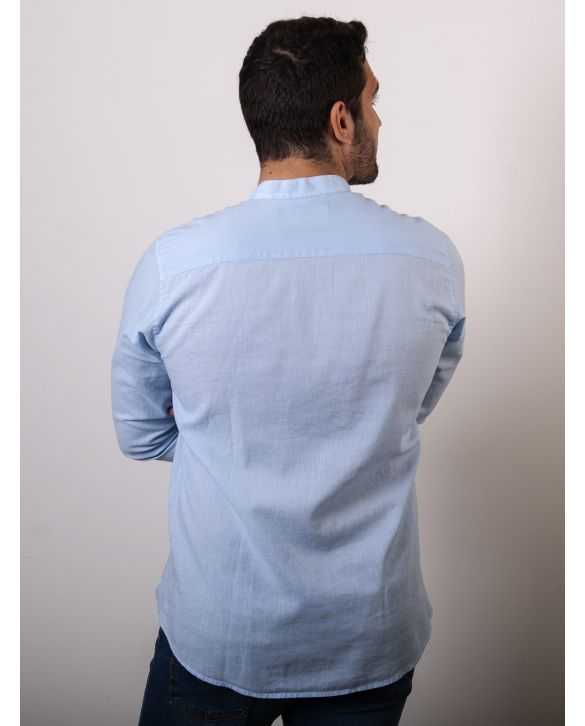 CAMISA MAO LINO CELESTE
