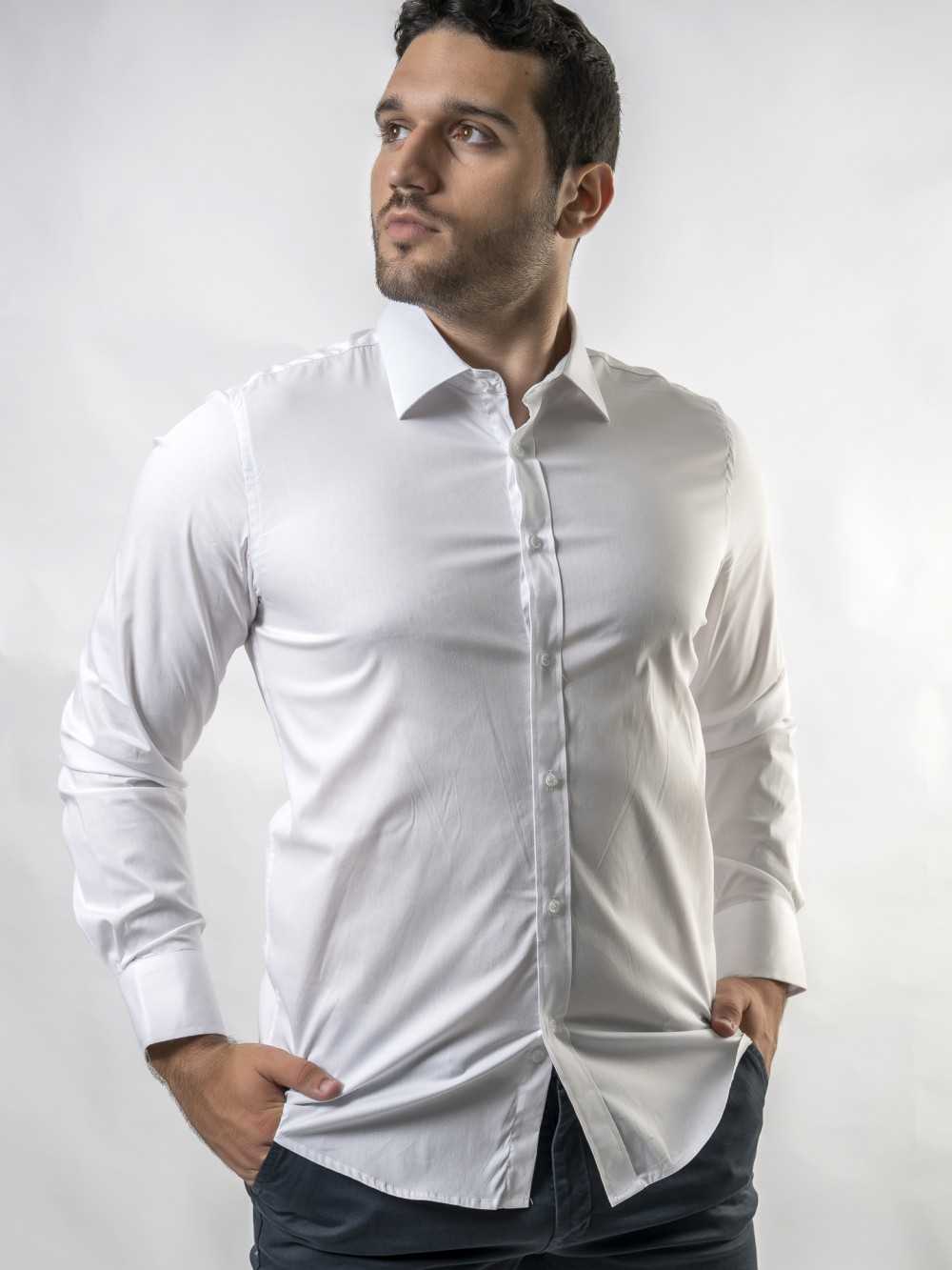 CAMISA BLANCA CUELLO ITALIANO 