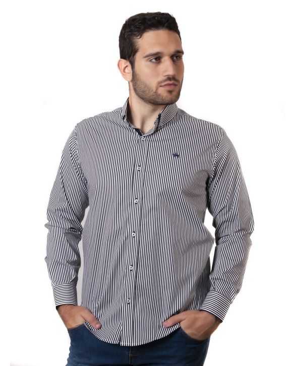 CAMISA SEMIENTALLADA RAYAS KODAK NEGRA