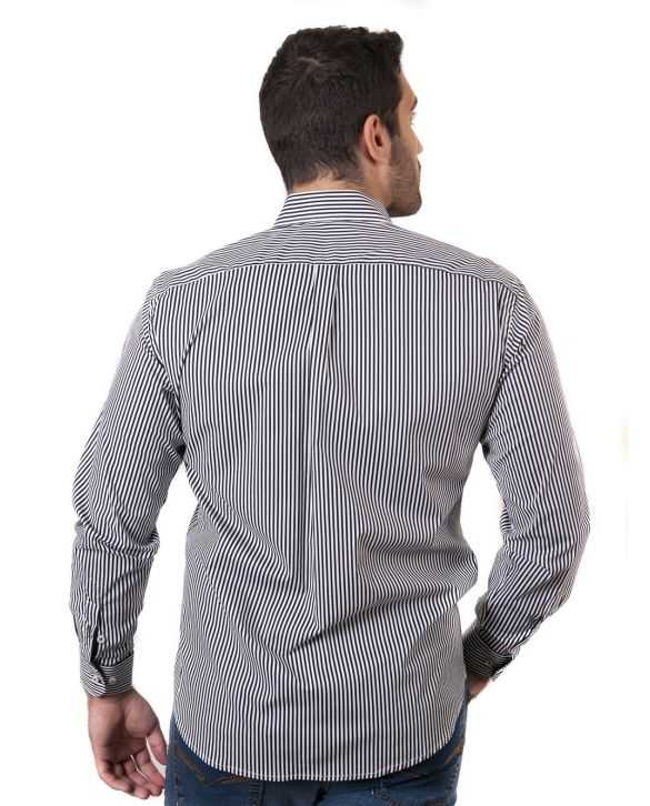 CAMISA SEMIENTALLADA RAYAS KODAK NEGRA