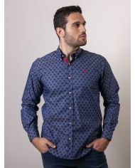 CAMISA SEMIENTALLADA ROSETONES DENIM
