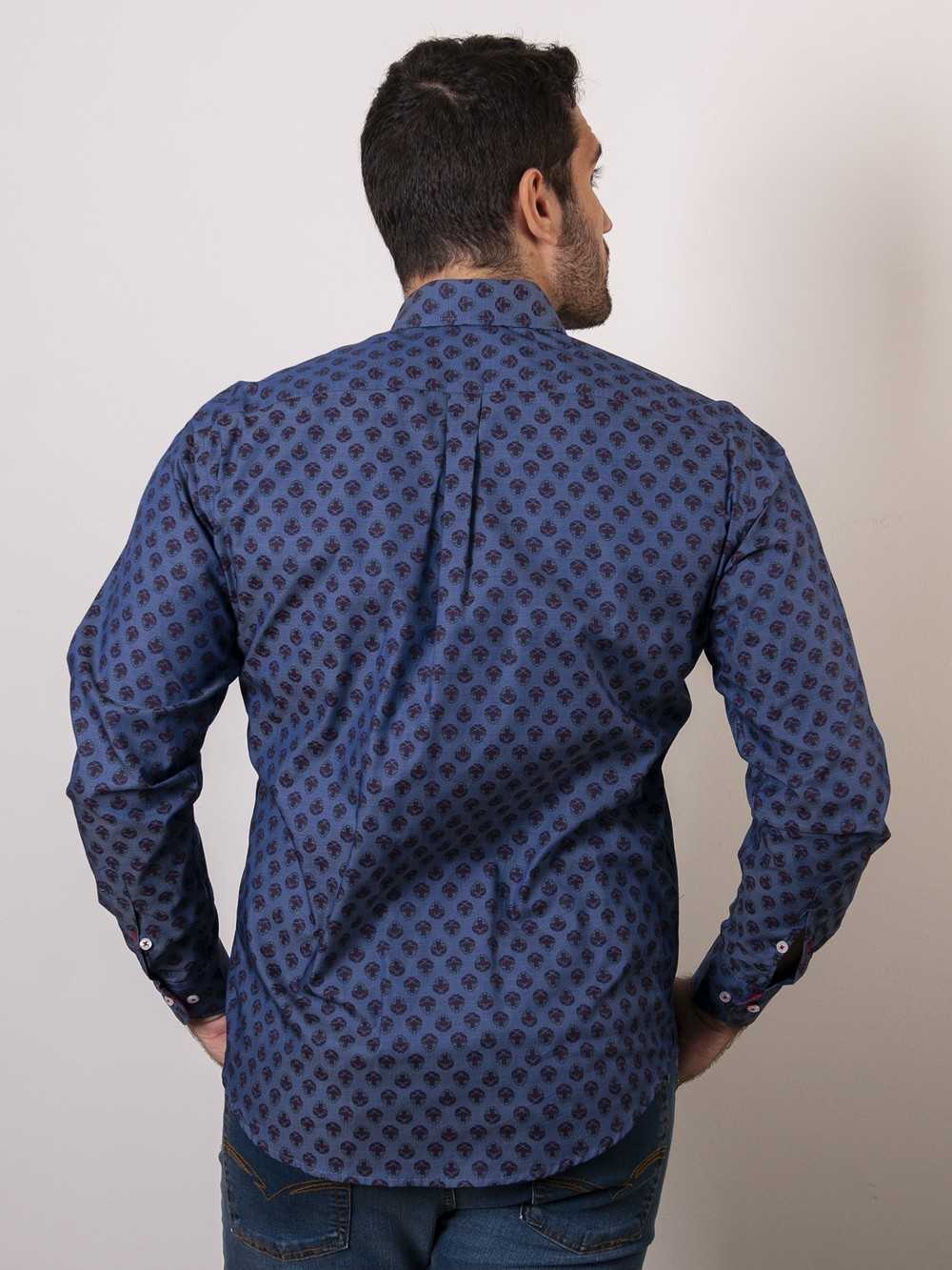 CAMISA SEMIENTALLADA ROSETONES DENIM
