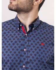 CAMISA SEMIENTALLADA ROSETONES DENIM

