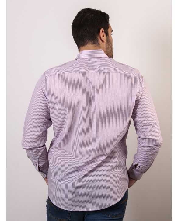 CAMISA SEMIENTALLADA RAYAS ROJAS