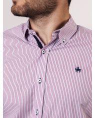 CAMISA SEMIENTALLADA RAYAS ROJAS