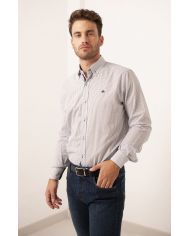 CAMISA SEMIENTALLADA RAYAS CAMEL