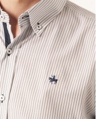 CAMISA SEMIENTALLADA RAYAS CAMEL