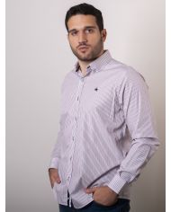 CAMISA SEMIENTALLADA RAYAS ROJAS Y MARINO