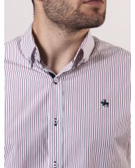 CAMISA SEMIENTALLADA RAYAS ROJAS Y MARINO