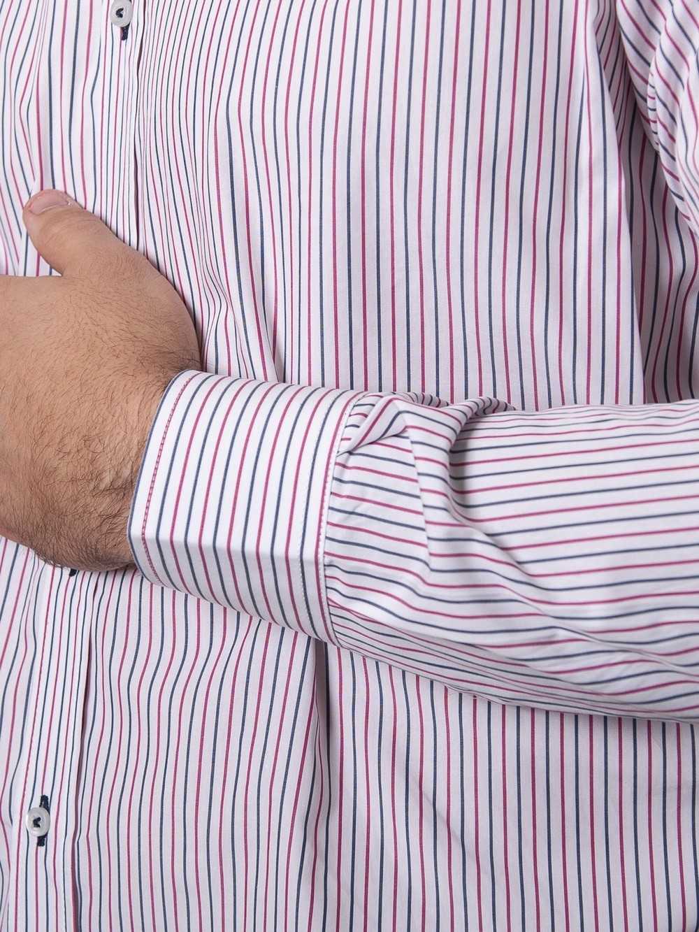 CAMISA SEMIENTALLADA RAYAS ROJAS Y MARINO