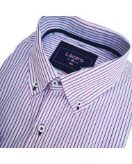 CAMISA SEMIENTALLADA RAYAS ROJAS Y MARINO