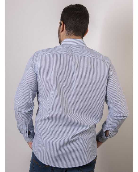 CAMISA SEMIENTALLADA RAYAS NEGRO