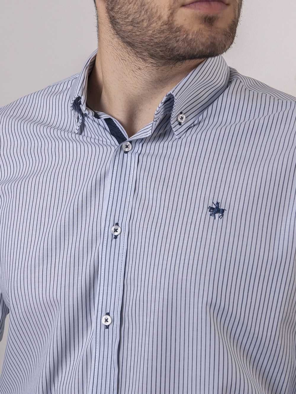 CAMISA SEMIENTALLADA RAYAS NEGRO