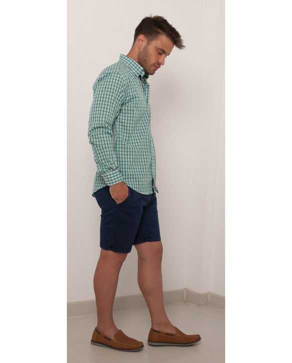 CAMISA SEMIENTALLADA CUADROS VERDES 