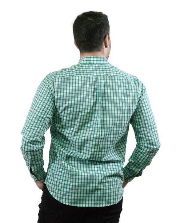 CAMISA SEMIENTALLADA CUADROS VERDES 