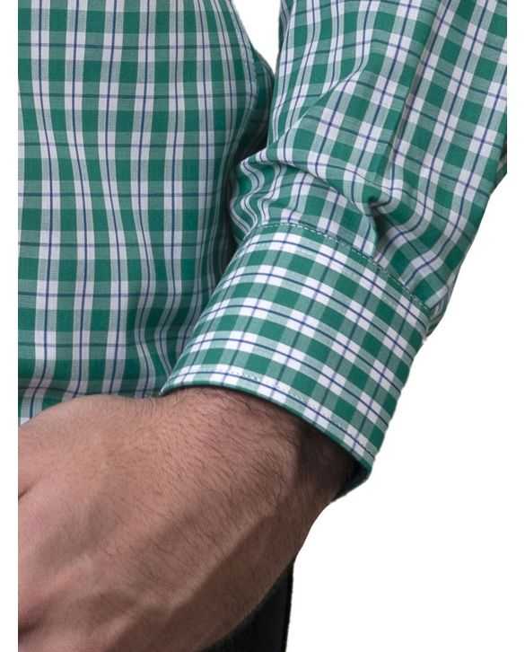 CAMISA SEMIENTALLADA CUADROS VERDES 
