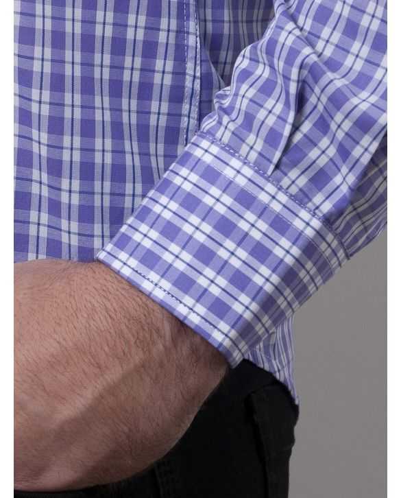 CAMISA SEMIENTALLADA CUADROS LILAS
