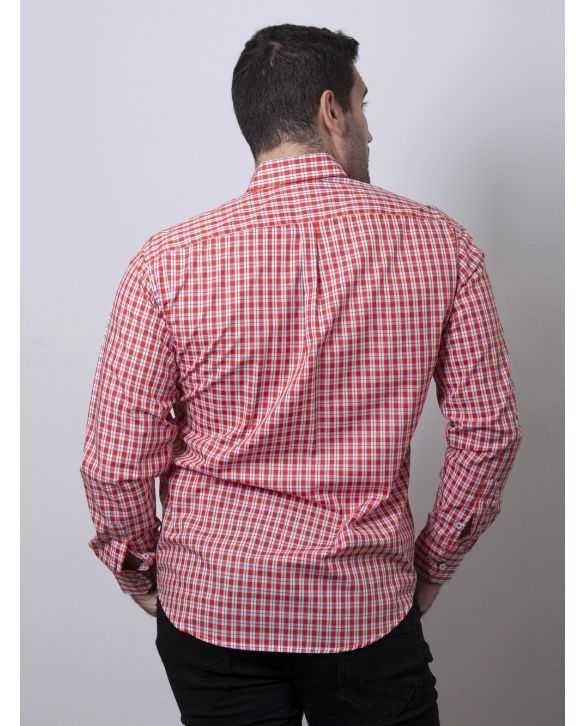 CAMISA SEMIENTALLADA CUADROS NARANJAS