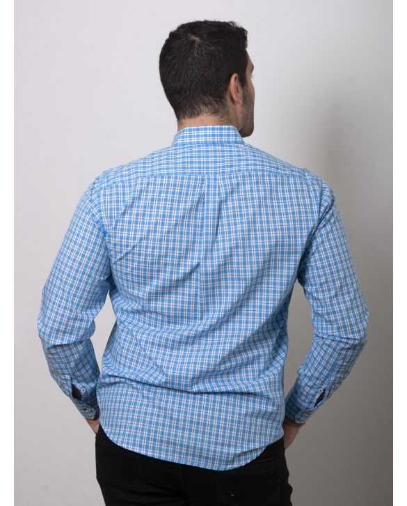 CAMISA SEMIENTALLADA CUADROS TURQUESA