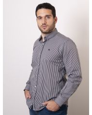 CAMISA SEMIENTALLADA RAYAS NEGRO Y GRIS