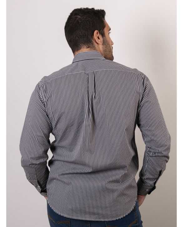CAMISA SEMIENTALLADA RAYAS NEGRO Y GRIS