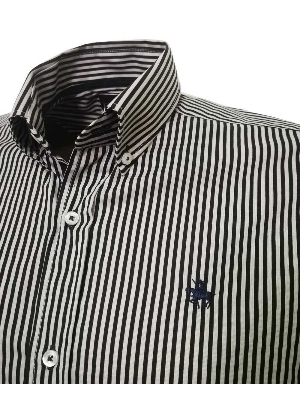 CAMISA SEMIENTALLADA RAYAS NEGRO Y GRIS