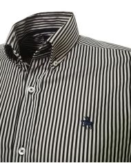 CAMISA SEMIENTALLADA RAYAS NEGRO Y GRIS