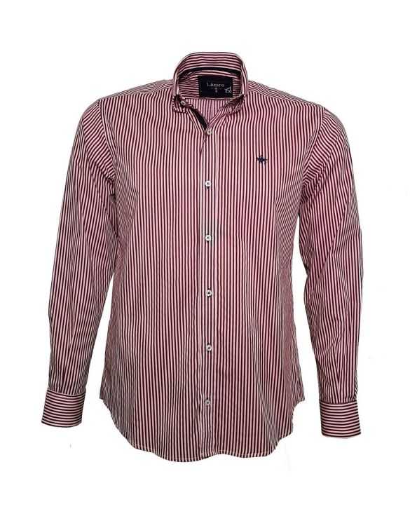 CAMISA RAYAS GRANATE Y ROSA