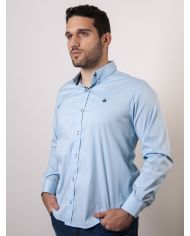 CAMISA SEMIENTALLADA CELESTE