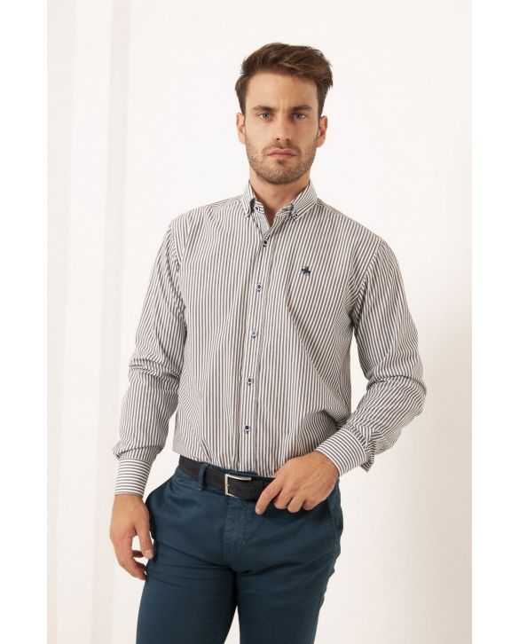 CAMISA SEMIENTALLADA RAYA KODAK GRIS
