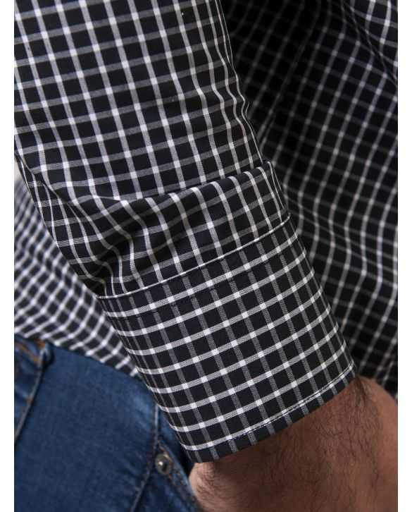 CAMISA ENTALLADA NEGRA CUADROS