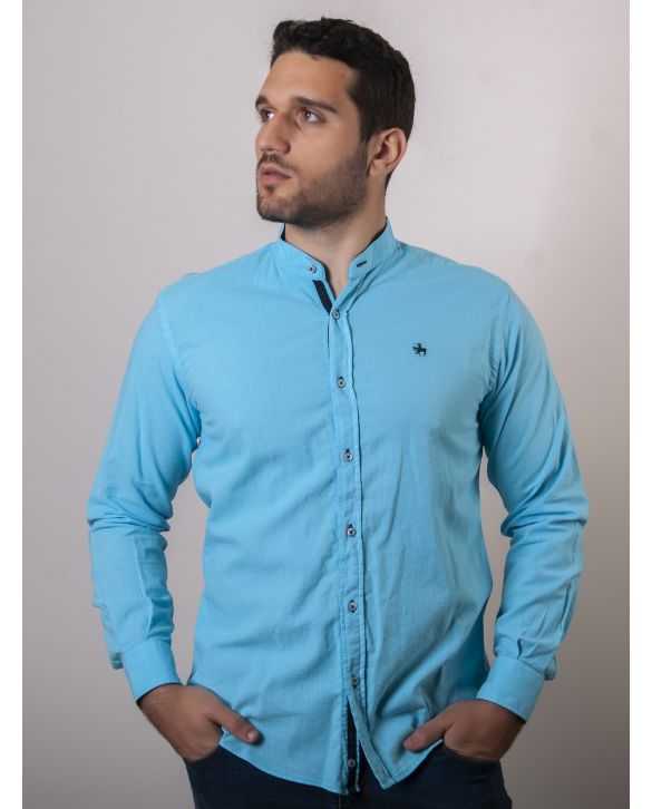 CAMISA SEMIENTALLA MAO TURQUESA