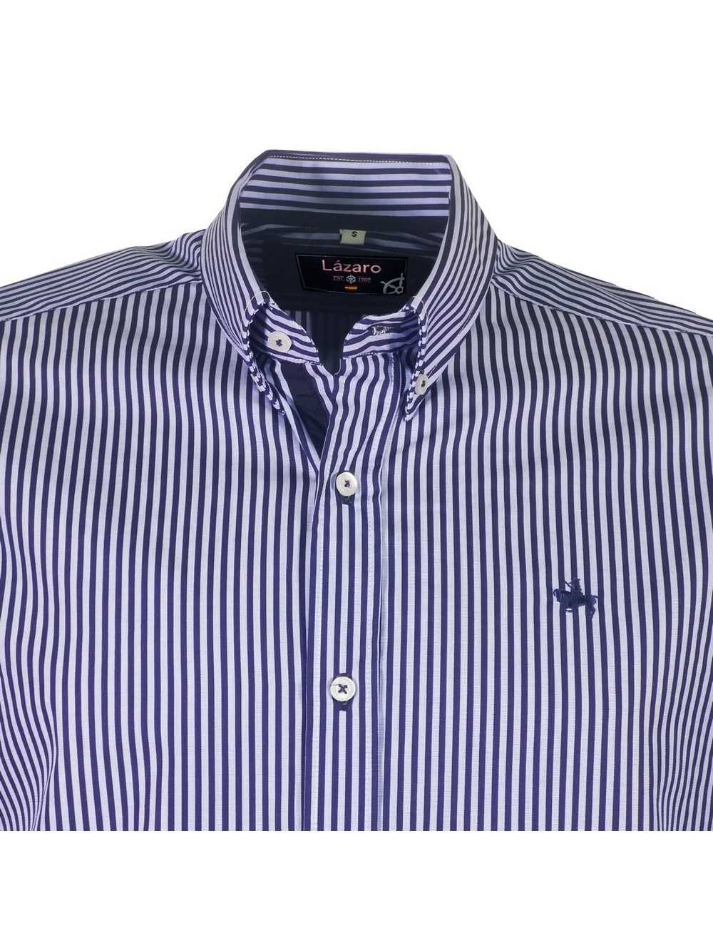 CAMISA SEMIENTALLADA RAYAS CELESTE Y MARINO