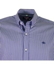 CAMISA SEMIENTALLADA RAYAS CELESTE Y MARINO