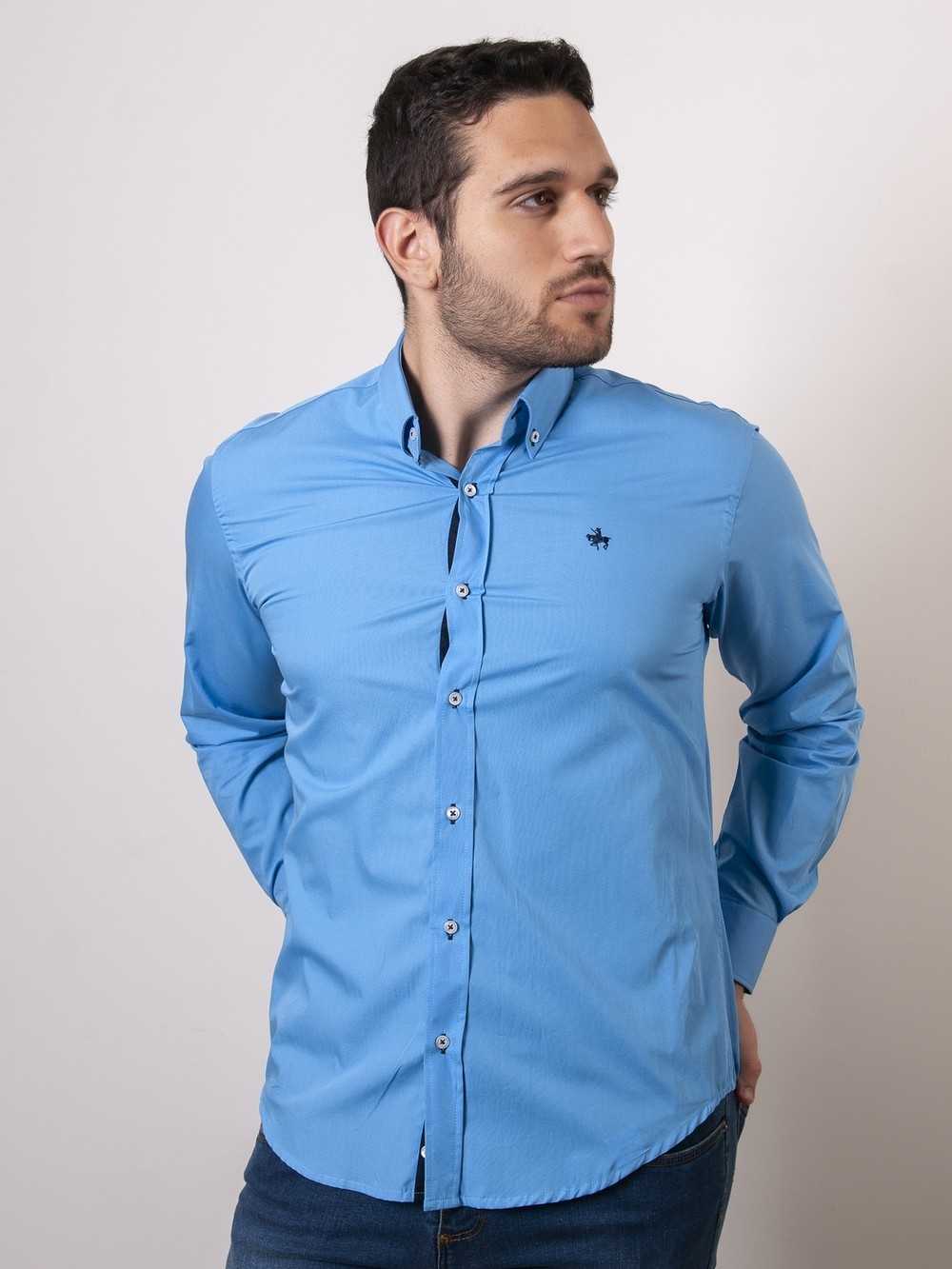 CAMISA SEMIENTALLADA AZUL