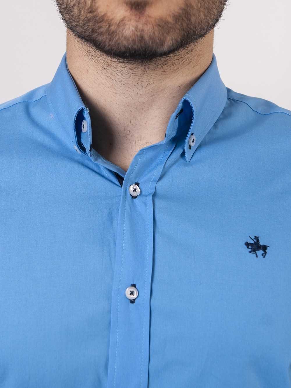 CAMISA SEMIENTALLADA AZUL