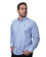 CAMISA SEMIENTALLADA RAYAS AZULES