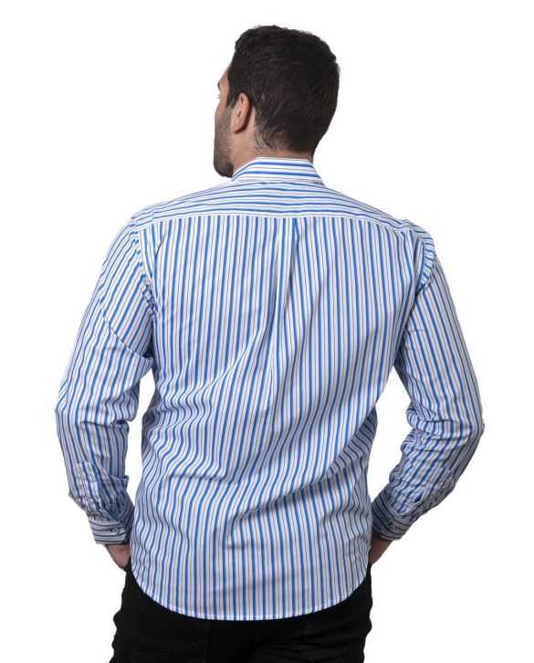 CAMISA SEMIENTALLADA RAYAS AZULES