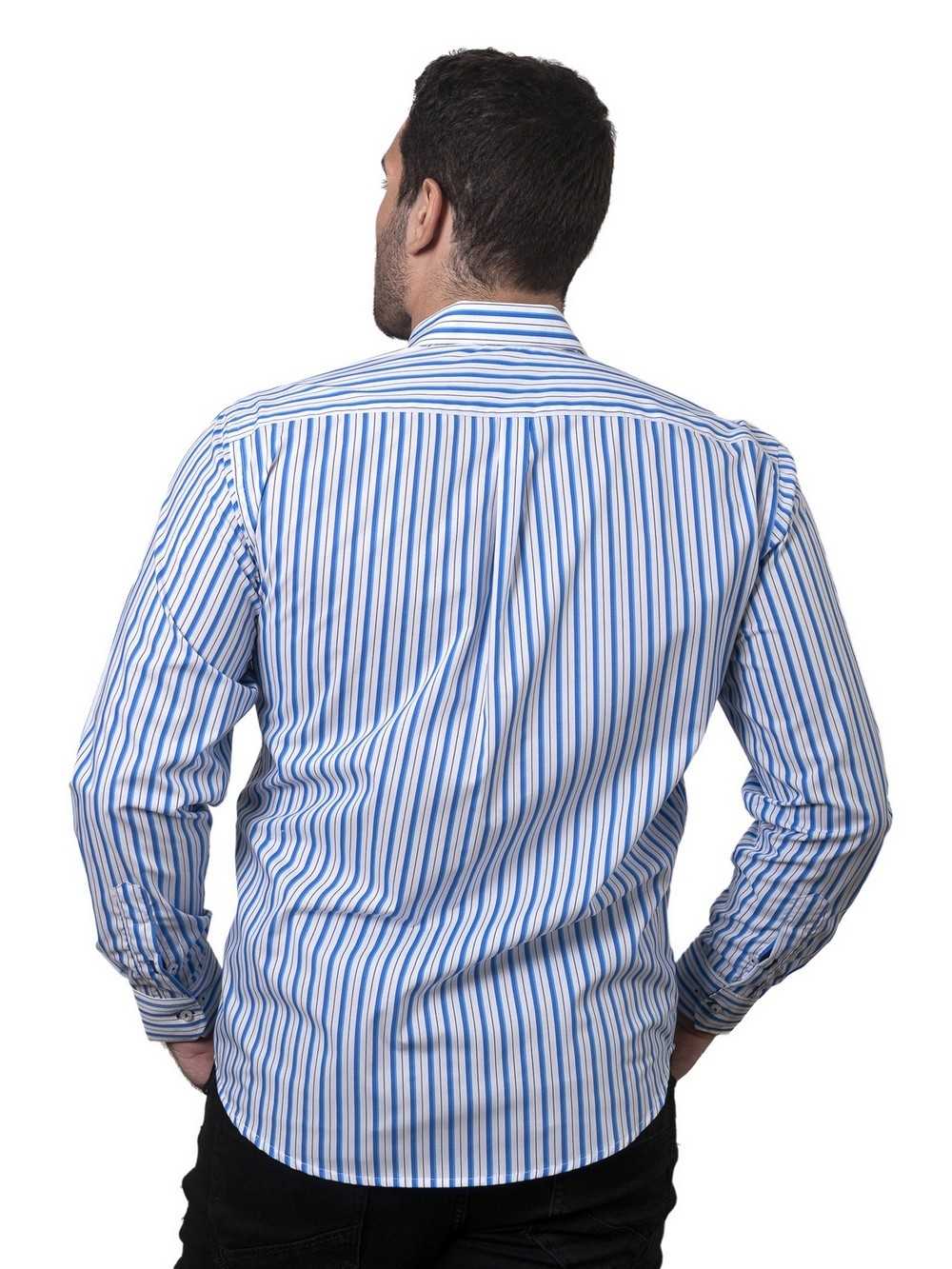 CAMISA SEMIENTALLADA RAYAS AZULES