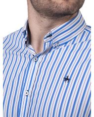 CAMISA SEMIENTALLADA RAYAS AZULES