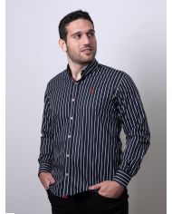 CAMISA SEMIENTALLADA MARINO RAYAS BLANCAS