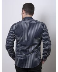 CAMISA SEMIENTALLADA MARINO RAYAS BLANCAS