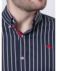 CAMISA SEMIENTALLADA MARINO RAYAS BLANCAS