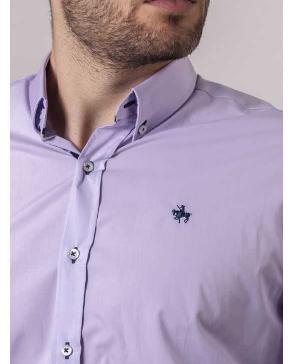 CAMISA SEMIENTALLADA MALVA