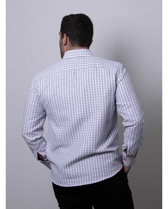 CAMISA SEMIENTALLADA CUADROS MARINO Y GRANATE