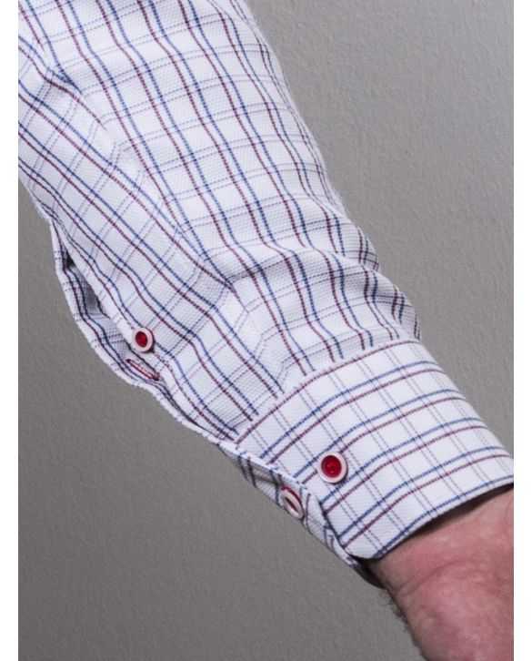 CAMISA SEMIENTALLADA CUADROS MARINO Y GRANATE