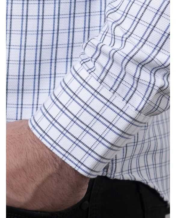 CAMISA SEMIENTALLADA CUADROS TINTA Y MARINO