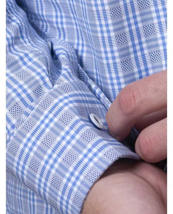 CAMISA SEMIENTALLADA CUADROS CELESTES DIBUJO