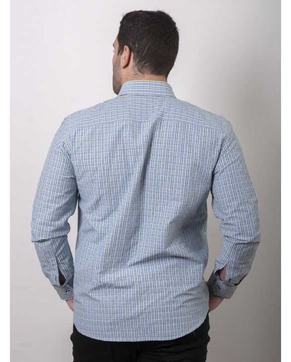 CAMISA SEMIENTALLADA CUADROS VERDES DIBUJO
